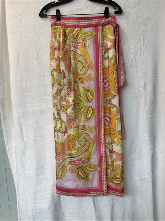 ANTONIO MELANI Dresses & Skirts - ANTONIO MELANI Pink, Green & Yellow Paisley Silk Wrap Skirt